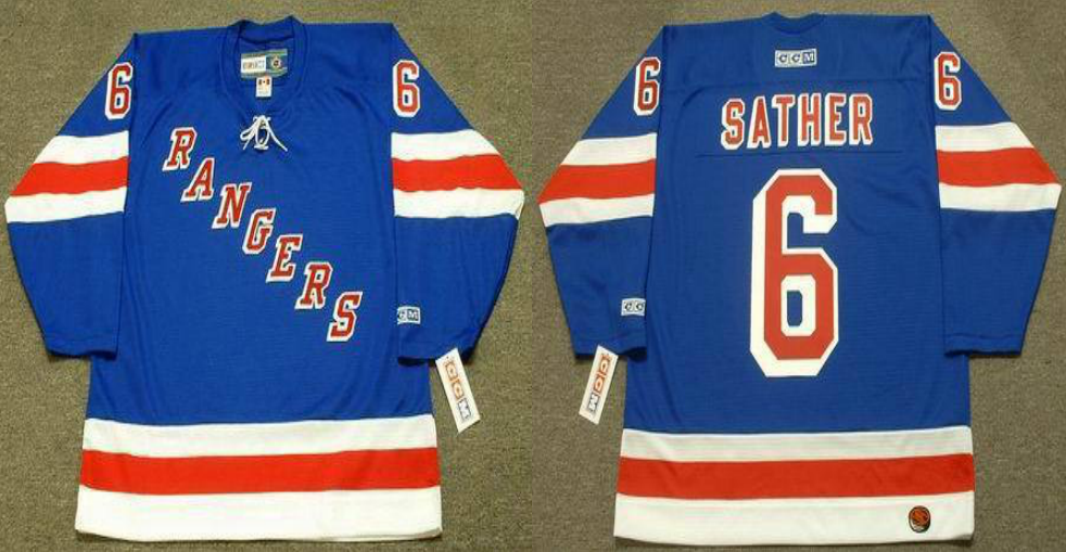 2019 Men New York Rangers #6 Sather blue CCM NHL jerseys